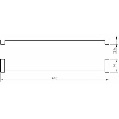 Bathroom WC Towel Rail 600mm Black Square Wall Mounted Stylish Modern 6 Bathroom WC Towel Rail 600mm Black Square Wall Mounted Stylish Modern - Image 4