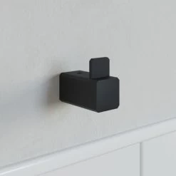 Bathroom WC Towel Robe Hook Holder Black Square Wall Mounted Stylish Modern