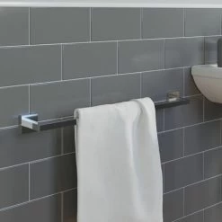 Bathroom WC Towel Rail Chrome Square Wall Mounted Stylish Modern