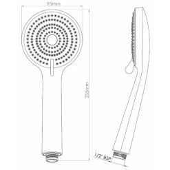Triton Universal Shower Head 3 Spray High Flow Bathroom High Pressure Chrome -Comfort Bathroom Store 18217191 4