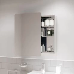 Single Door Bathroom Mirror Cabinet Cupboard Stainless Steel Wall Mounted 460mm -Comfort Bathroom Store 18323440 5