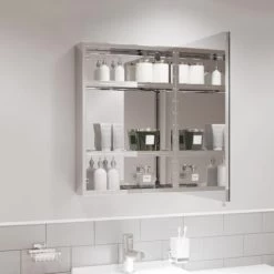 Single Door Bathroom Mirror Cabinet Cupboard Stainless Steel Wall Mounted 400mm -Comfort Bathroom Store 18323443 5