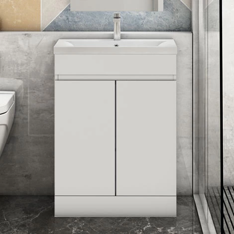 500mm Modern White Freestanding Bathroom Sink And Cabinet Vanity Unit Doors 3 500mm Modern White Freestanding Bathroom Sink And Cabinet Vanity Unit Doors
