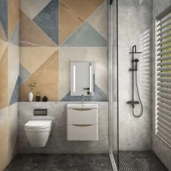 500mm Wall Hung Bathroom Sink Vanity Unit With Drawers Cabinets Oak With White Drawers -Comfort Bathroom Store 18443121 4