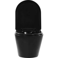 Wall Hung Rimless Toilet Ceramic Black VidaXL -Comfort Bathroom Store 18455952 5