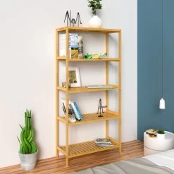Casaria Bathroom/Kitchen Bamboo Stand Shelving Unit With 5 Floors Flower Stand Bookshelf Towel Rack Shoe Rack - Height Adjustable 130 X 60 X 26 Cm -Comfort Bathroom Store 18456698 3