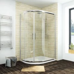 ELEGANT 1200 X 800 Mm Left Quadrant Shower Enclosure Sliding Glass Cubicle Door With Tray + Waste