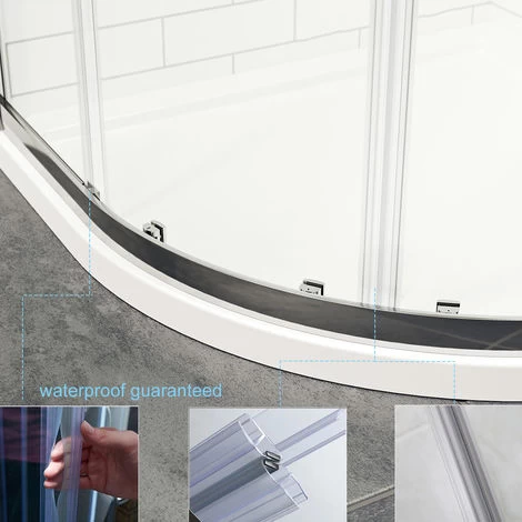 ELEGANT 900x900mm Quadrant Shower Enclosure 6mm Easy Clean Glass Sliding Door With Bar Handles 7 ELEGANT 900x900mm Quadrant Shower Enclosure 6mm Easy Clean Glass Sliding Door With Bar Handles - Image 5