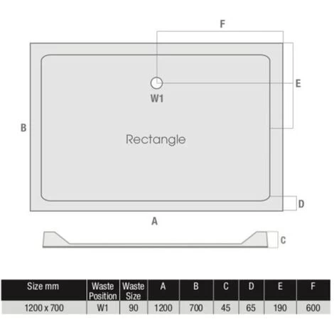 Modern Rectangle Shower Tray 1200 X 700mm Low Profile Slimline Lightweight White 4 Modern Rectangle Shower Tray 1200 X 700mm Low Profile Slimline Lightweight White - Image 2
