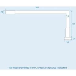 Shower Screen Support Bar Panel Fixed Glass To Wall Wet Room Enclosure 565 Mm -Comfort Bathroom Store 18778574 3
