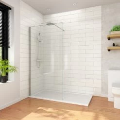 ELEGANT Walk In Shower Enclosure 8mm Easy Clean Glass Wetroom 1000mm Shower Screen Panel