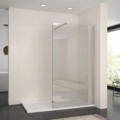 ELEGANT 900mm Walk In Wetroom Shower Enclosure 8mm Easy Clean Glass Frameless Shower Screen Panel