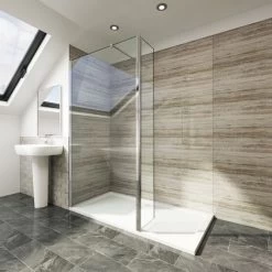 ELEGANT 800mm Walk In Shower Screen Tougheded Safety Wet Room With 300mm Flipper Panel