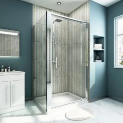 ELEGANT 1000 X 700 Mm Pivot Hinge Shower Enclosure Shower Screen Cubicle With Side Panel