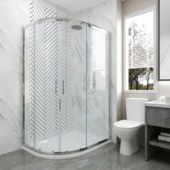 ELEGANT 900 X 800 Mm Quadrant Shower Enclosure Sliding Door Easy Clean Glass