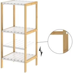Freestanding Bamboo Bathroom Shelf White 3 Tiers -Comfort Bathroom Store 19346674 4