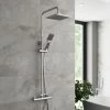 Thermostatic Mixer Shower Set Square Chrome Twin Head Exposed 2 Thermostatic Mixer Shower Set Square Chrome Twin Head Exposed -Comfort Bathroom Store 19847708 1