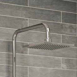 Thermostatic Mixer Shower Set Square Chrome Twin Head Exposed -Comfort Bathroom Store 19847708 4