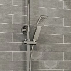 Thermostatic Mixer Shower Set Square Chrome Twin Head Exposed -Comfort Bathroom Store 19847708 5