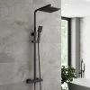 Bathroom Thermostatic Mixer Shower Set Square Black Twin Head Exposed Valve -Comfort Bathroom Store 19887318 1