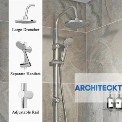 Round Shower Riser Kit Chrome Dual Shower Heads Adjustable Overhead Bathroom -Comfort Bathroom Store 20180295 4