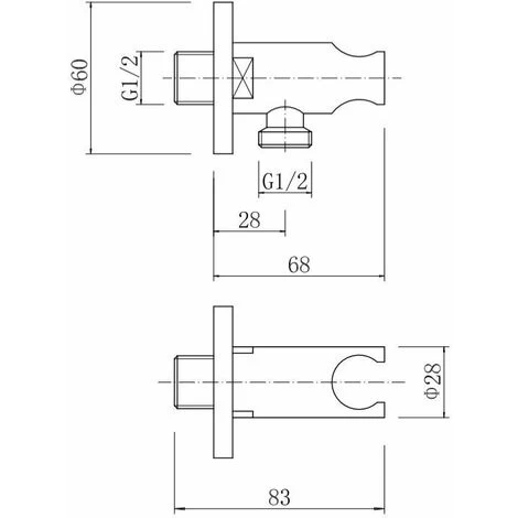Bathroom Round Water Outlet Handset Holder Shower Chrome 4 Bathroom Round Water Outlet Handset Holder Shower Chrome - Image 2