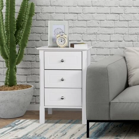 Yaheetech 3 Drawers Side Table End Table For Living Room/Hallway, White 4 Yaheetech 3 Drawers Side Table End Table For Living Room/Hallway, White - Image 2