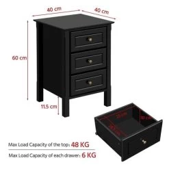 Yaheetech 3 Drawers Side Table End Table For Living Room/Hallway, Black -Comfort Bathroom Store 20228197 5