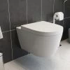 Bathroom Modern Wall Hung Toilet Pan Round WC Soft Close Toilet Seat White -Comfort Bathroom Store 20328913 1