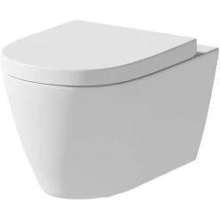 Bathroom Modern Wall Hung Toilet Pan Round WC Soft Close Toilet Seat White -Comfort Bathroom Store 20328913 3
