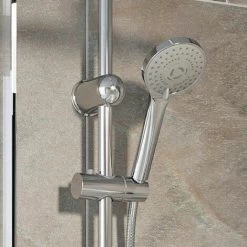 Bathroom Mixer Shower Kit Adjust Riser Rail Hose Chrome Round Dual Head Chrome -Comfort Bathroom Store 20691855 4