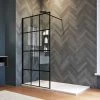 ELEGANT 1000mm Walk In Shower Door Stain Black 8mm Safety Tempered Glass Bathroom Open Entry Shower Screen Reversible