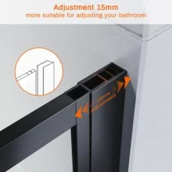 ELEGANT Stain Black 900mm Walk In Shower Door 8mm Safety Tempered Glass Bathroom Open Entry Shower Screen Reversible Shower Cubicle -Comfort Bathroom Store 21538632 3