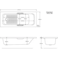 1675mm No Tap Holes 8mm Single Ended Bath -Comfort Bathroom Store 22291773 3