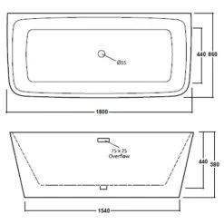 Freestanding Modern Back To Wall Bath 1800mm - Corrine By Voda Design -Comfort Bathroom Store 22294152 3