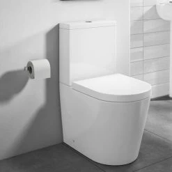 Rimless Close Coupled Modern Toilet - With Soft Close Seat (Fully Back To Wall) -Comfort Bathroom Store 22297729 2
