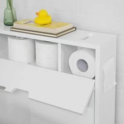 SoBuy Bathroom Cabinet Storage Shelf On Wheels, Bathroom Toilet Paper Storage Cabinet,BZR31-W -Comfort Bathroom Store 22406980 4