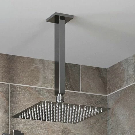 Ceiling Mounted Head 200mm Chrome Square Rainfall Fixed Shower Arm Slimline 3 Ceiling Mounted Head 200mm Chrome Square Rainfall Fixed Shower Arm Slimline