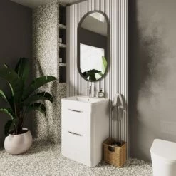 Nuie Parade Floor Standing 2-Drawer Vanity Unit With Ceramic Basin 600mm Wide - White Gloss -Comfort Bathroom Store 23284985 5