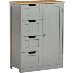 Priano 4 Drawer 1 Door Freestanding Cabinet Bathroom Storage Cupboard, Grey