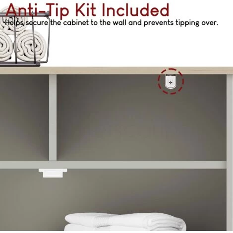 Priano 2 Drawer 2 Door Freestanding Cabinet Bathroom Storage Cupboard, Grey 7 Priano 2 Drawer 2 Door Freestanding Cabinet Bathroom Storage Cupboard, Grey - Image 5