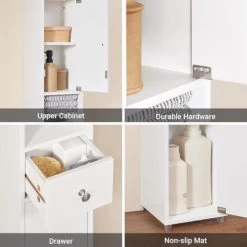 SoBuy White Bathroom Cabinet Bathroom Shelf Bathroom Tall Cabinet Cupboard,BZR34-W -Comfort Bathroom Store 23574368 5