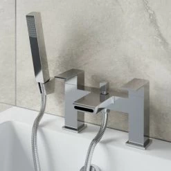 Modern Bathroom Square Chrome Basin Sink Mixer Bath Shower Head Mixer Tap Set -Comfort Bathroom Store 23631926 3