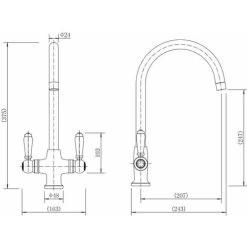 Sauber Traditional Mono Kitchen Sink Mixer Tap Twin Lever Handles Spout Chrome -Comfort Bathroom Store 23631930 5