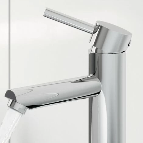 Modern Bathroom High Rise Basin Mixer Tap Tall Chrome Single Lever Solid Brass 5 Modern Bathroom High Rise Basin Mixer Tap Tall Chrome Single Lever Solid Brass - Image 3