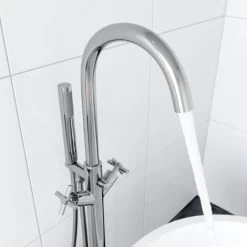 Freestanding Bathroom Tap Bath Shower Mixer Chrome Floor Mounted Free Standing 9 Freestanding Bathroom Tap Bath Shower Mixer Chrome Floor Mounted Free Standing -Comfort Bathroom Store 23631965 3