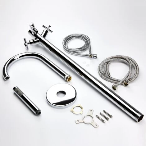 Freestanding Bathroom Tap Bath Shower Mixer Chrome Floor Mounted Free Standing 7 Freestanding Bathroom Tap Bath Shower Mixer Chrome Floor Mounted Free Standing - Image 5