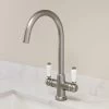 Traditional Mono Kitchen Sink Mixer Tap Twin Ceramic Lever Brushed Metal Faucet -Comfort Bathroom Store 23631994 1