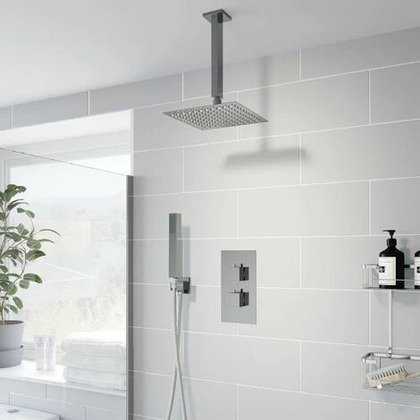Thermostatic Concealed Square Shower Ceiling Mounted And Handset Shower Heads 3 Thermostatic Concealed Square Shower Ceiling Mounted And Handset Shower Heads