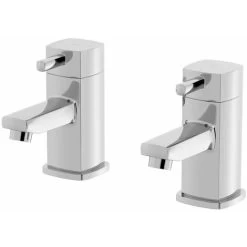 Modern Bathroom Hot & Cold Basin Taps Twin Square Chrome Lever Handles Cloakroom -Comfort Bathroom Store 23636657 5